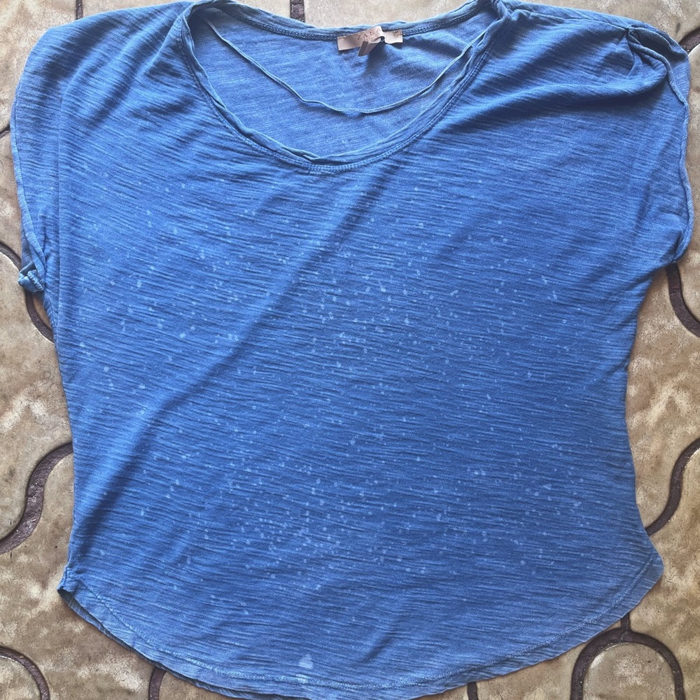 Zara - Faded Blue Bleached Stained T Shirt
